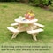 Gardenised Round Kids Picnic Table, Natural, Chinese Fir Wood, 19.75 in H Overall QI004616 - alternate 3